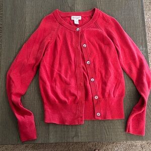 Cat & Jack Bright Red Crewneck Button-Up Cardigan